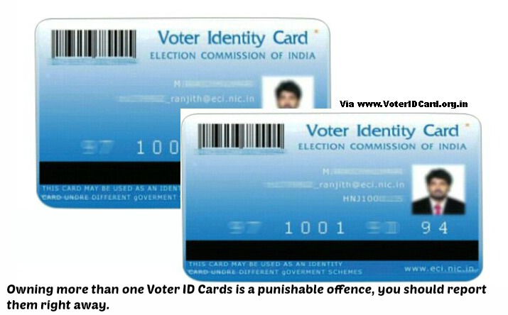 Can I own more than one Voter ID Card West Bengal or Voter ID Card Uttar Pradesh