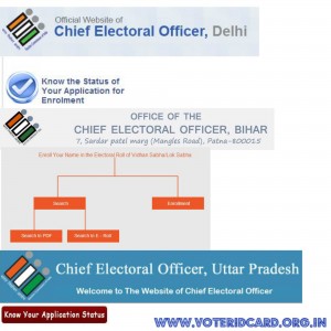 election commission of UP, Bihar and Delhi official websites where you can apply for voter id card and check status