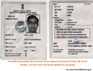complete description of the election commission of India identity card