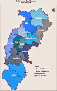 map of chhattisgarh showing various constituencies