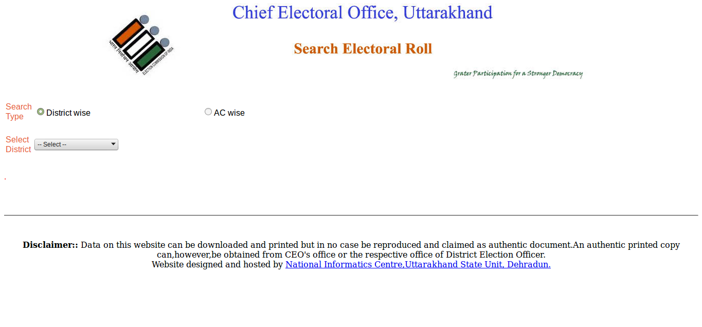 searching name in the electoral list ceo uttarakhand