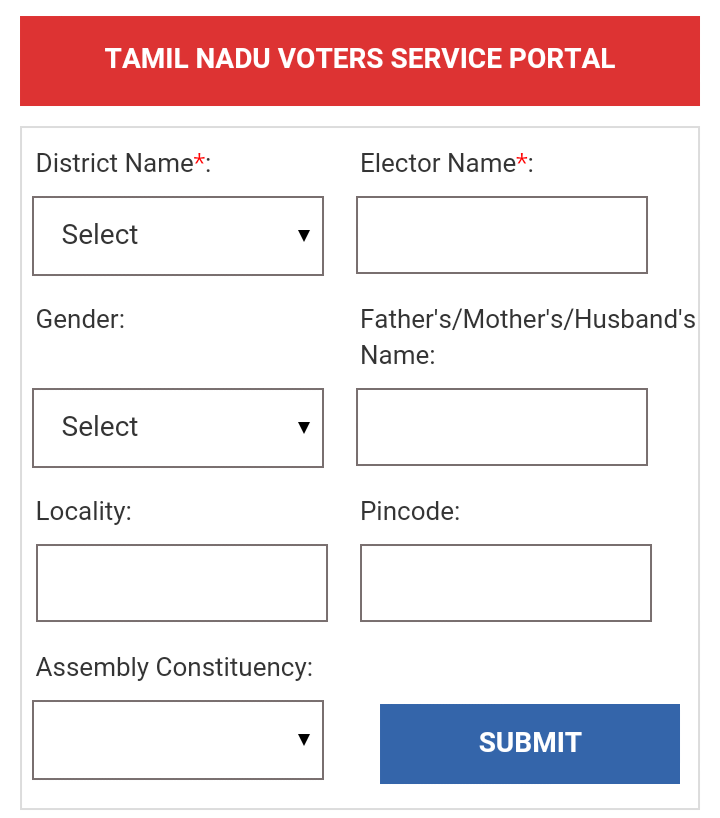 Tamil Nadu Voters List - search by name and district 
