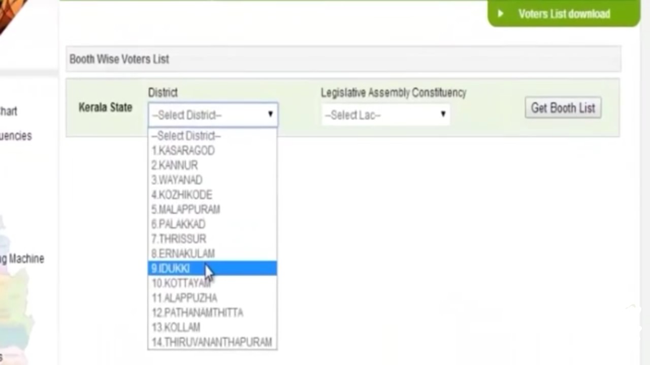 Select district to get booth list - Download Voter List with Photo 